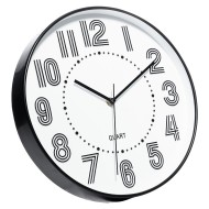 Relógio De Parede 30,5cm Por 4,5cm Quartz De Plástico Preto com Branco